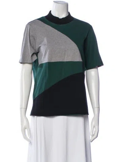 Pre-owned Marni Colorblock Pattern Mock Neck T-shirt In Green