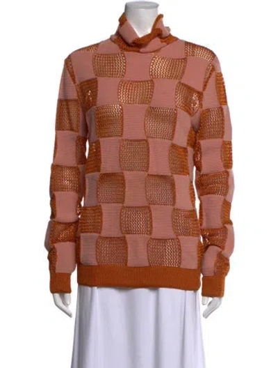 Pre-owned Marni Colorblock Pattern Turtleneck Sweater In Brown