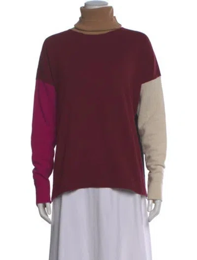 Pre-owned Marni Colorblock Pattern Turtleneck Sweater In Burgundy