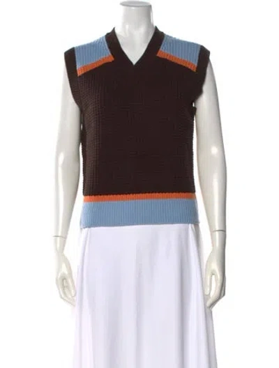 Pre-owned Marni Colorblock Pattern V-neck Sweater