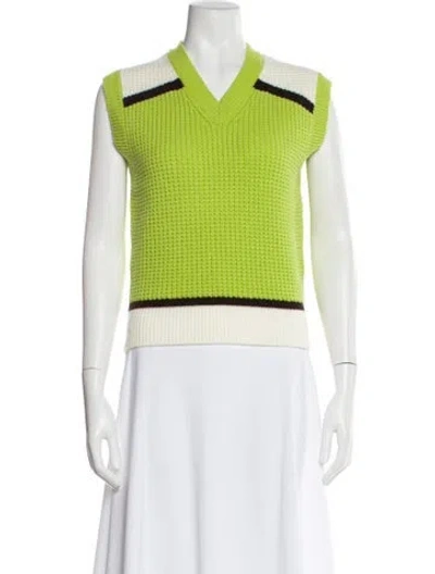 Pre-owned Marni Colorblock Pattern V-neck Sweater In Green