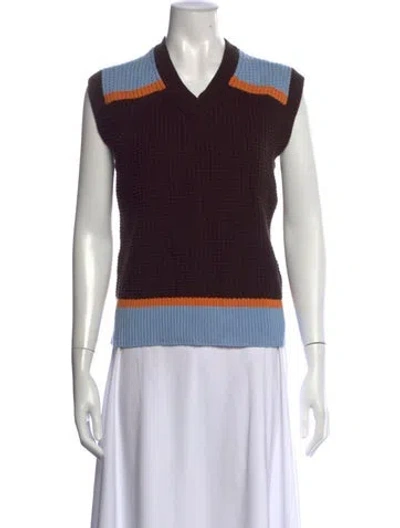 Pre-owned Marni Colorblock Pattern V-neck Sweater In Multicolor