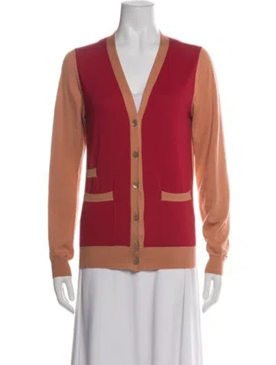 Pre-owned Marni Colorblock Pattern V-neck Sweater In Orange
