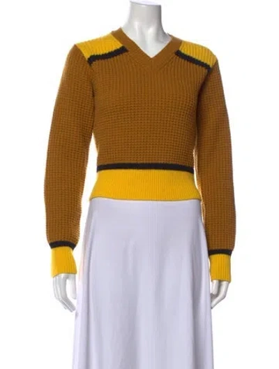 Pre-owned Marni Colorblock Pattern V-neck Sweater In Yellow