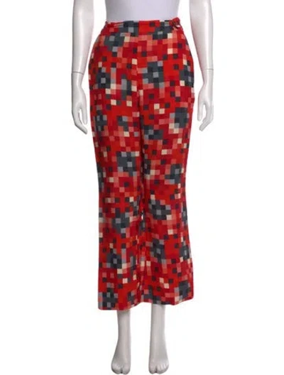 Pre-owned Marni Colorblock Pattern Wide Leg Pants In Red