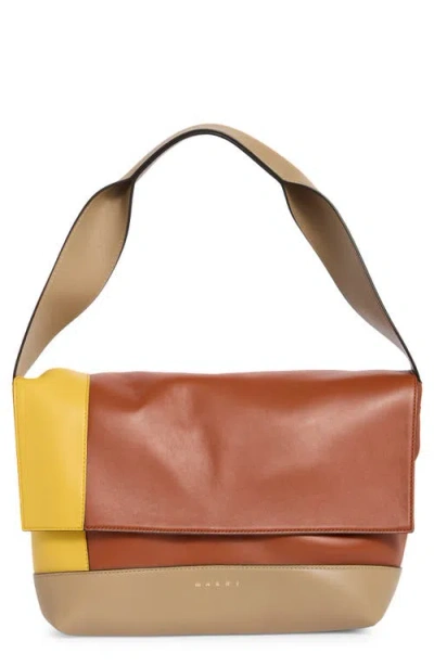 Marni Colorblock Pod Pochette Bag In Sun/bark/moon Stone