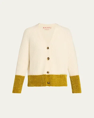 MARNI COLORBLOCK V-NECK CARDIGAN