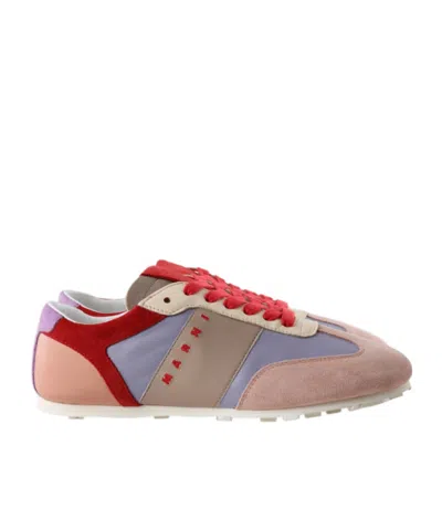 Marni Color-blocked Lace-up Sneakers In Orange