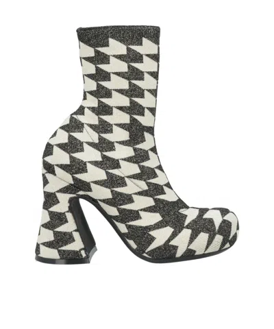 Marni Color-blocked Metallic Ankle Boots In Black