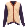 Marni Colorblocked Mixed Material Cardigan Sweater In Brown