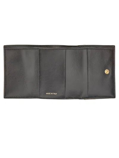 Marni Color-blocked Tri-fold Wallet With Snap Closure In Black