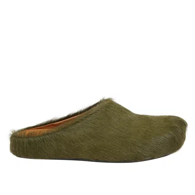 Marni Green Long-haired Calfskin Footbed Sabot