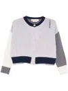 Marni Color-block Cashmere And Soft Calf Leather Cardigan In Grau