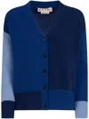 Marni Asymmetrical Length Cashmere Knit Cardigan In Blue