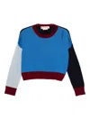 Marni Colour-block Cashmere Cropped Sweater Clothing In Blue