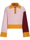 Marni Polo Sweater In Multicolored Cashmere Wool In Pink