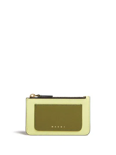 Marni Colour-block Debossed-logo Wallet In Brown