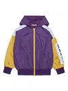 Marni Colour-block Hooded Jacket In 紫色