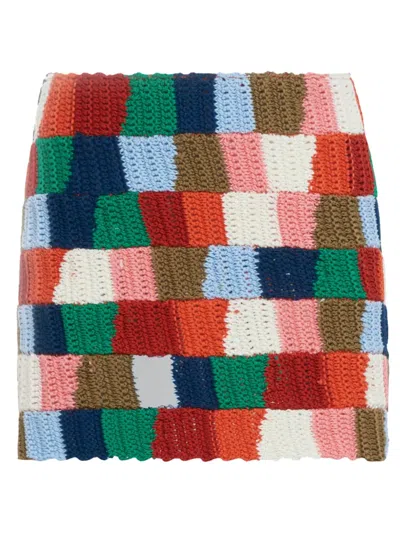 Marni Colour-block Knitted Skirt In Red