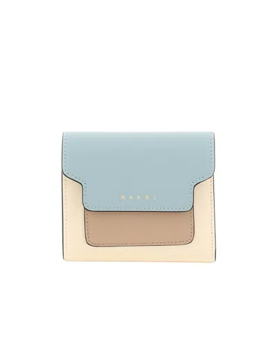 Marni Colour-block Leather Purse In Nude