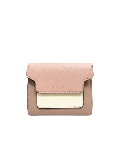 Marni Colour-block Leather Purse In Nude