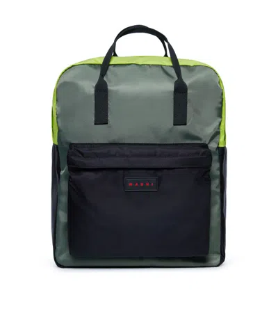 Marni Colour-block Logo-appliqué Backpack In Black