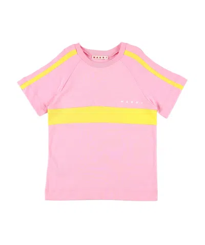Marni Colour-block Logo-print T-shirt In Pink