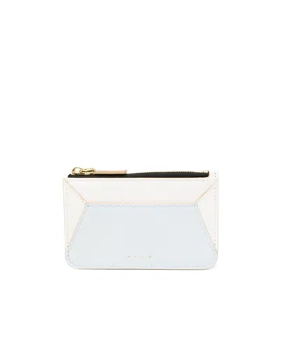 Marni Colour-block Logo Wallet In White