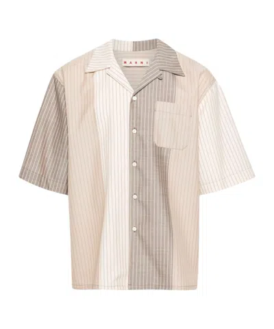 Marni Colour-block Pinstriped Shirt In Nude