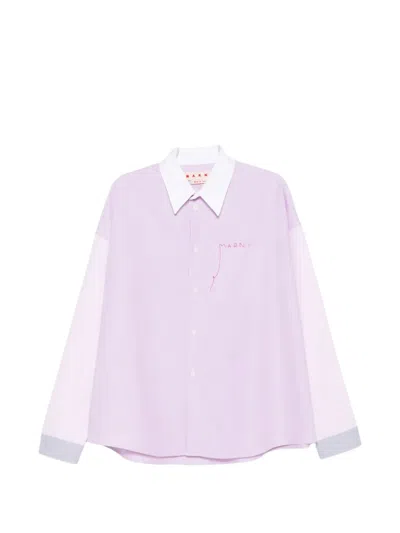 Marni Colour-block Pocket Shirt In Purple