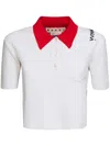 Marni White Technical Viscose Polo With Contrasting Back Panel In White