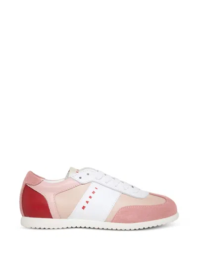 Marni Kids' Colour-block Print Sneakers In Pink
