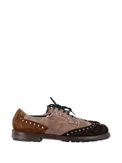Pre-owned Marni Colour-block Studded Oxford Shoes In Brown