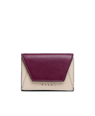 Marni Colour-block Tri-fold Wallet In Red
