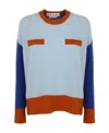 Marni Color Block Light Blue Cashmere Sweater In Blue