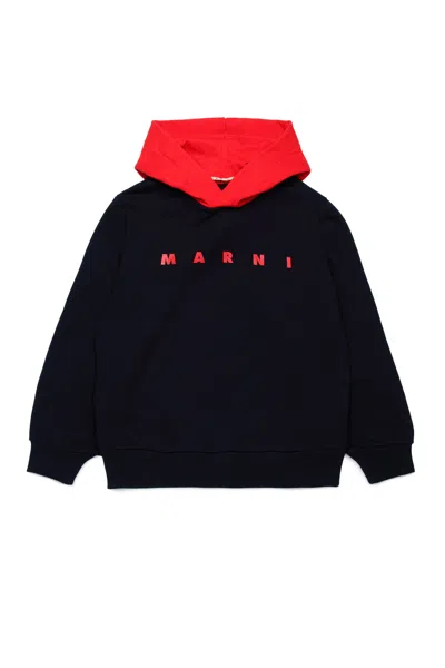 Marni Logo-print Cotton Hoodie In Black