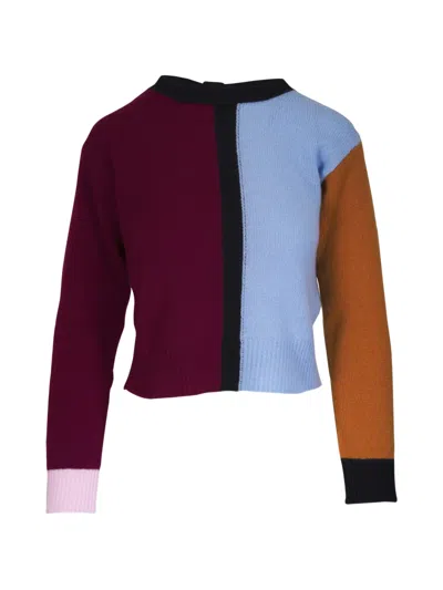 Marni Colour-block Knitted Sweater In Blue