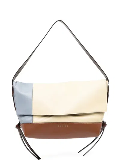 Marni Colour-block Leather Shoulder Bag In Multi