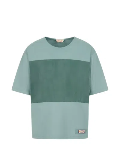Marni Colour-block Logo T-shirt In Green