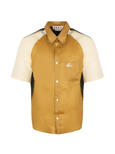 Marni Colour-block Logo-embroidered Shirt In Multi