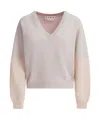 Marni Peach Pink Wool And Cashmere Color Block V-neck Sweater In Nude
