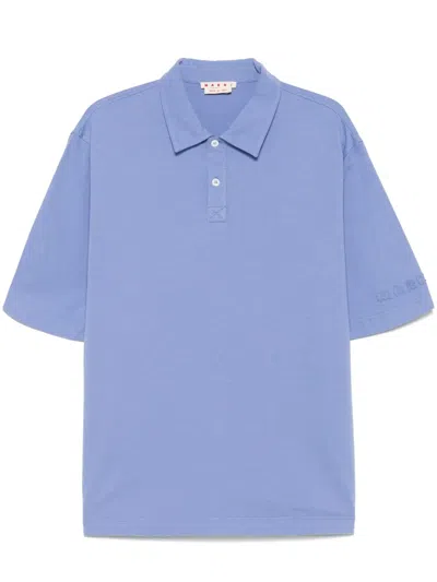 Marni Oversized Cotton Jersey Polo Shirt In Lily White