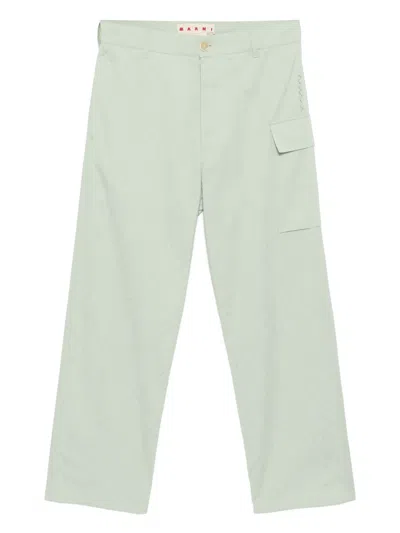 Marni Confetti Cotton Trousers In Blue