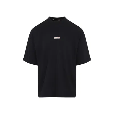 Marni Contemporary Black Cotton T-shirt With High Neckline