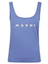 Marni Contemporary Blue Cotton Tank Top With Brushstroke Logo In Blue