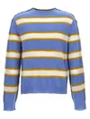 Marni Striped Pattern Round Neck Sweater In Blue