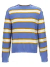 Marni Striped Pattern Round Neck Sweater In Blue