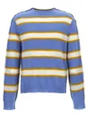 Marni Striped Pattern Round Neck Sweater In Blue