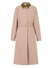 Marni Contrast-collar Belted Trench Coat In Brown
