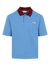 Marni Polo In Piquet Blu Con Colletto A Contrasto